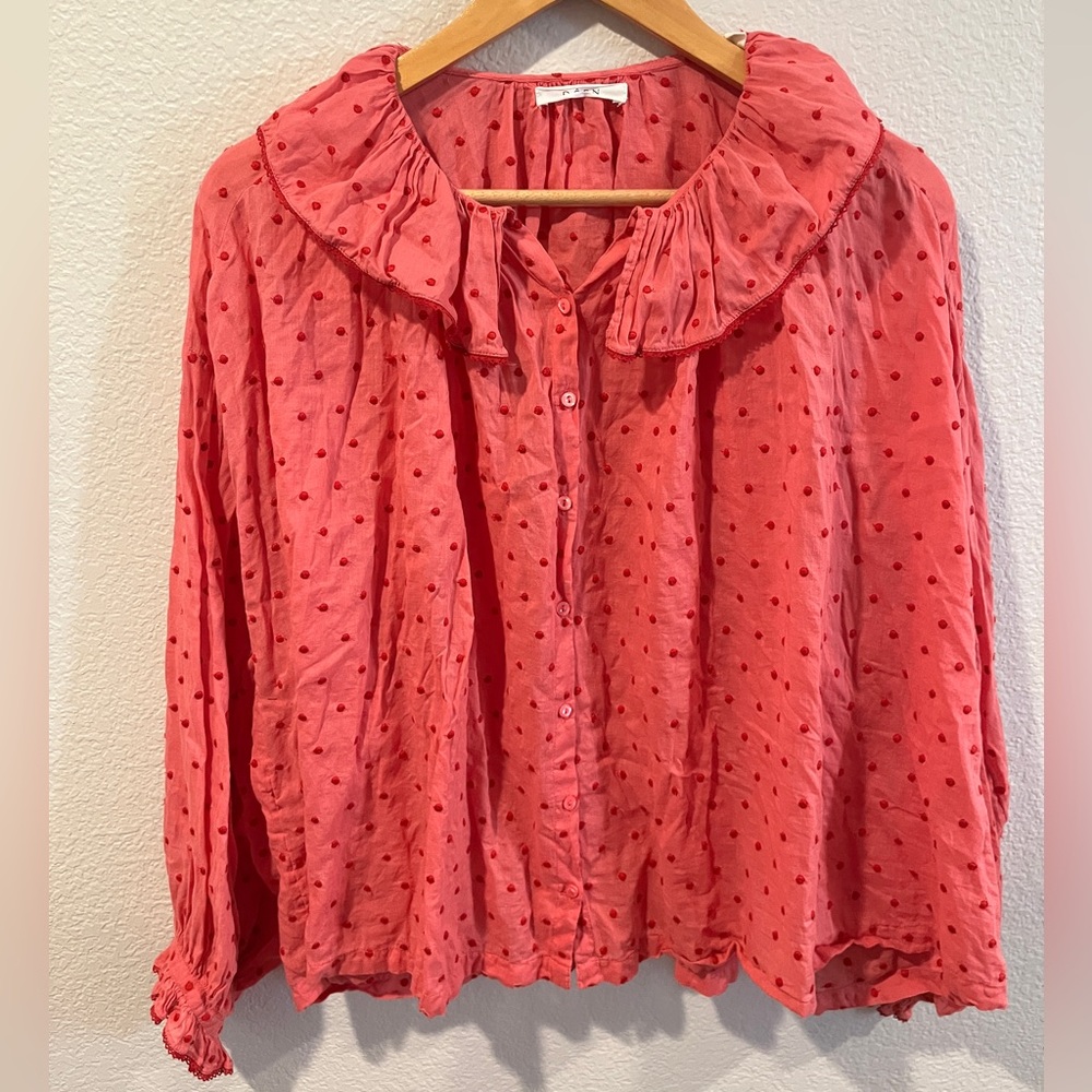 Doen Women's Coral Button-Up Blouse